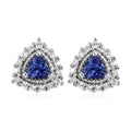 Tanzanite and Natural White Zircon Halo Stud Earrings in Platinum Over Sterling Silver 1.15 ctw - Sticky add to cart bar