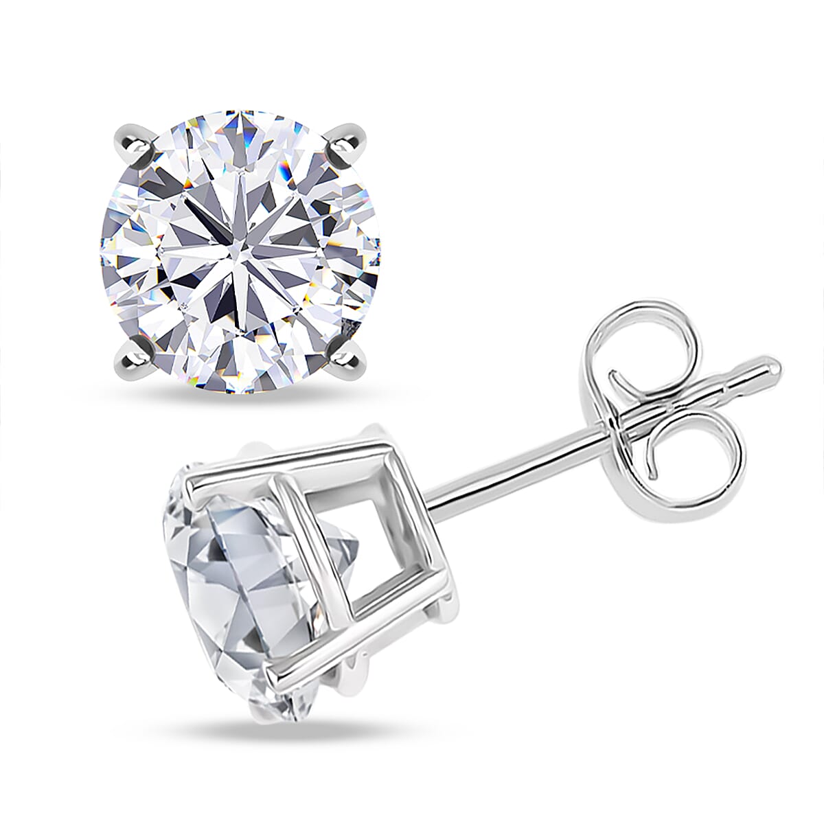 14K White Gold G-H I1 Diamond Solitaire Stud Earrings 2.00 ctw