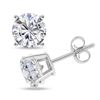 14K White Gold G-H I1 Diamond Solitaire Stud Earrings 2.00 ctw