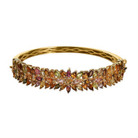 Multi-Tourmaline Bangle Bracelet in Vermeil Yellow Gold Over Sterling Silver (6.50 In) 19.50 Grams 9.75 ctw