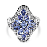 Tanzanite, White Zircon Ring in Platinum Over Sterling Silver (Size 11.5) 2.56 ctw