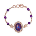 Karis Mojave Purple Turquoise Paper Clip Chain Toggle Clasp Adjustable Bracelet in 18K RG Plated (6.50-8.50In) 21.35 ctw - Sticky add to cart bar