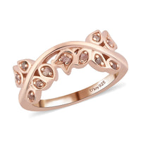 Uncut Natural Pink Diamond Band Ring in Vermeil Rose Gold Over Sterling Silver 0.10 ctw