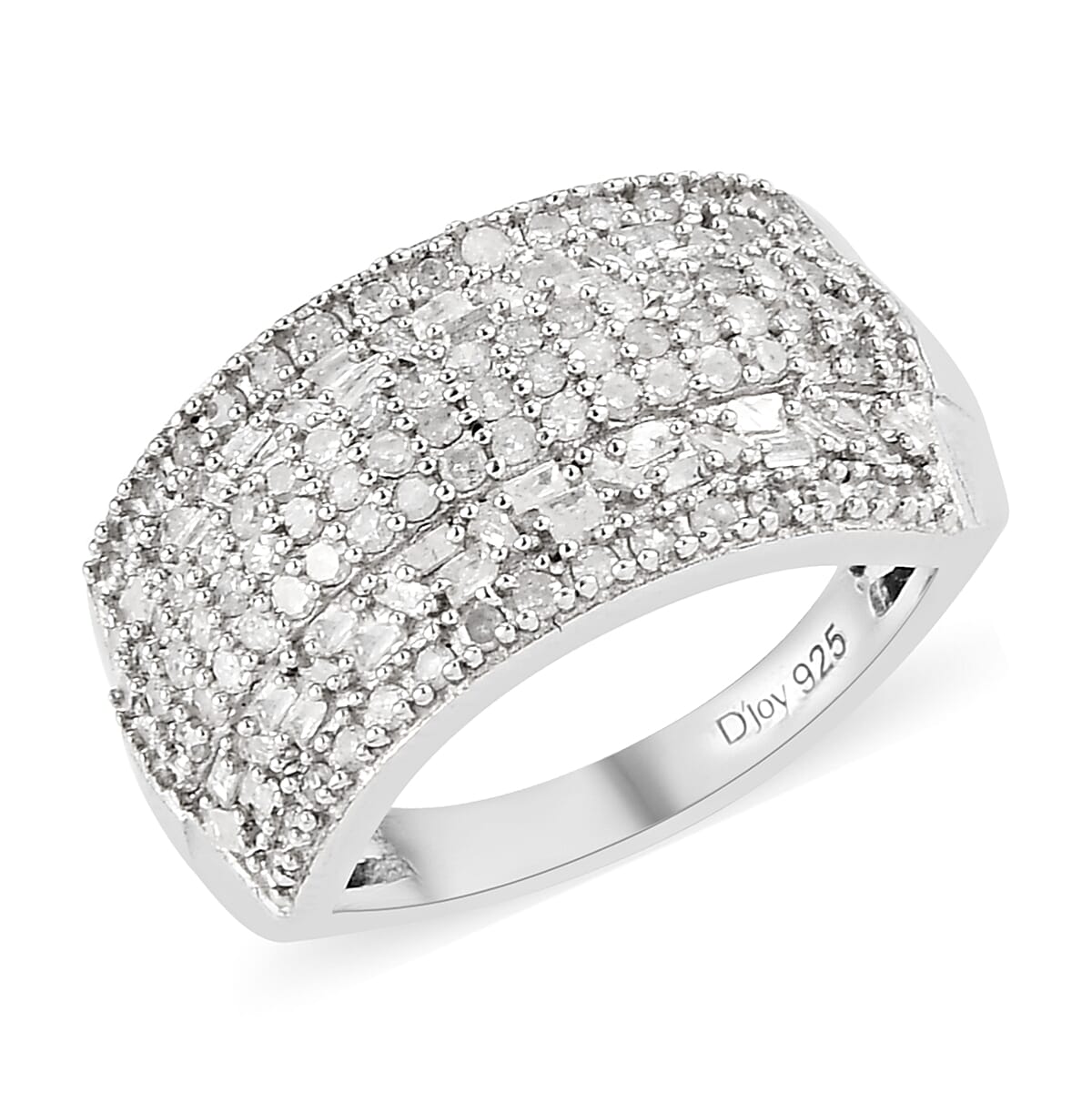 Diamond Band Ring in Platinum Over Sterling Silver 1.00 ctw