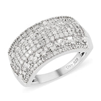Diamond Band Ring in Platinum Over Sterling Silver 1.00 ctw