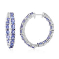 Tanzanite Hoop Earrings in Platinum Over Sterling Silver 5.10 ctw - Sticky add to cart bar