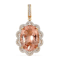 Luxoro 10K Yellow Gold Marropino Morganite and G-H I3 Diamond Floral Statement Pendant 6.35 Grams 22.15 ctw - Sticky add to cart bar