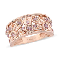 Uncut Natural Pink Diamond Band Ring in Vermeil Rose Gold Over Sterling Silver (Size 10.0) 0.25 ctw