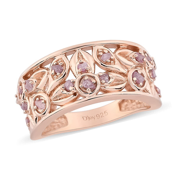 Uncut Natural Pink Diamond Band Ring in Vermeil Rose Gold Over Sterling Silver (Size 10.0) 0.25 ctw - Product card gallery slide 1 (10178549088569)