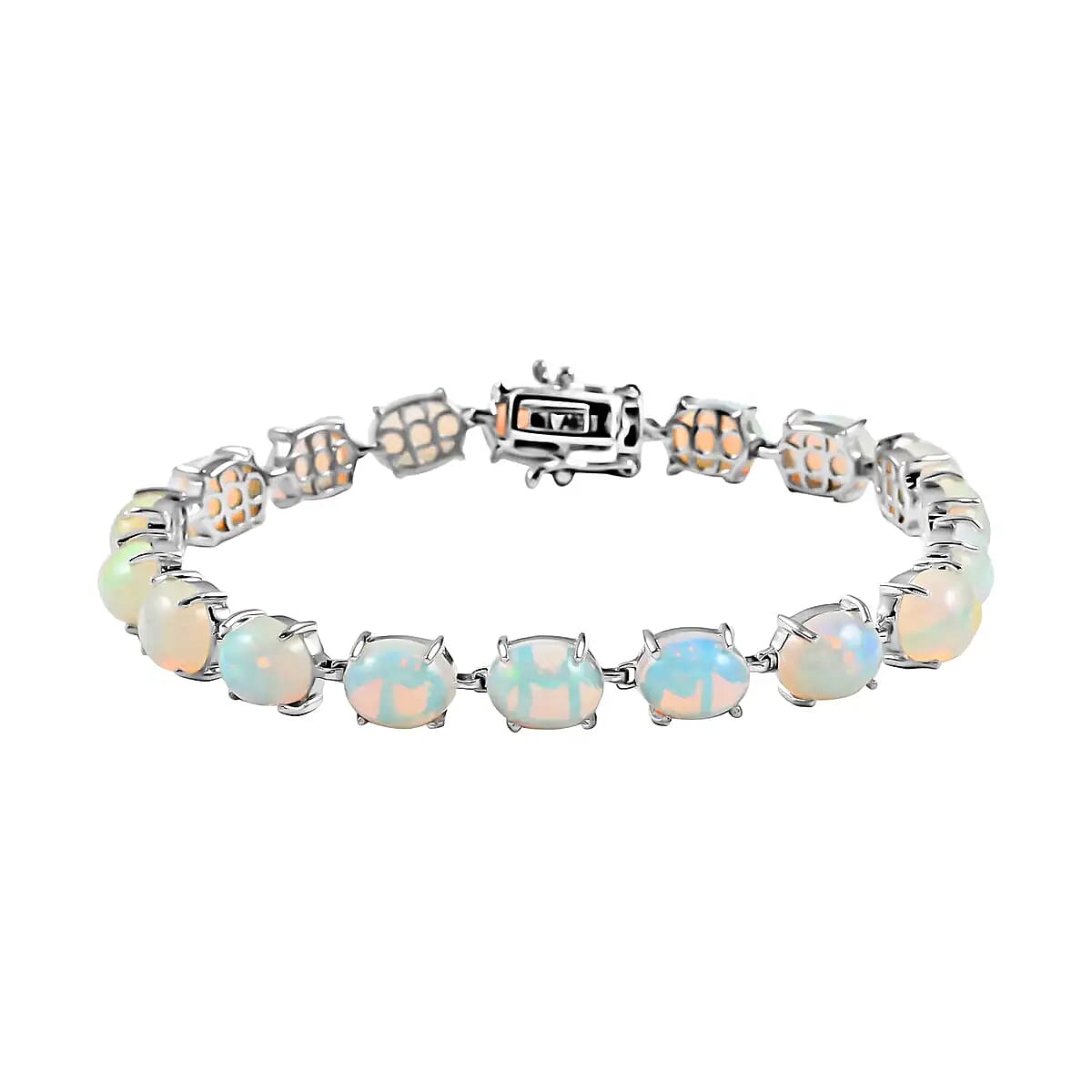 TLV AAA Ethiopian Welo Opal Tennis Bracelet in Platinum Over Sterling Silver (8.00 In) (11.70 g) 21.15 ctw