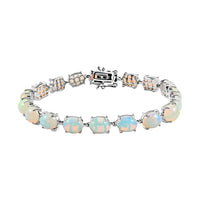 TLV AAA Ethiopian Welo Opal Tennis Bracelet in Platinum Over Sterling Silver (8.00 In) (11.70 g) 21.15 ctw