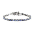 Tanzanite Tennis Bracelet in Platinum Over Sterling Silver (8.00 In) 12 Grams 7.10 ctw - Sticky add to cart bar
