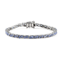 Tanzanite Tennis Bracelet in Platinum Over Sterling Silver (8.00 In) 12 Grams 7.10 ctw