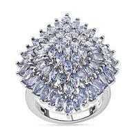 Tanzanite 5.79 ctw Cluster Ring in Platinum Over Sterling Silver (Size 11.5)