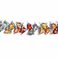 Multi Sapphire 2 Row Tennis Bracelet in Platinum Over Sterling Silver (6.50 In) 13.15 Grams 15.75 ctw - Sticky add to cart bar
