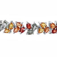 Multi Sapphire 2 Row Tennis Bracelet in Platinum Over Sterling Silver (6.50 In) 13.15 Grams 15.75 ctw