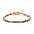 Natural Champagne Diamond Double Row Tennis Bracelet in Vermeil Rose Gold Over Sterling Silver (7.25 In) 5.00 ctw - Sticky add to cart bar