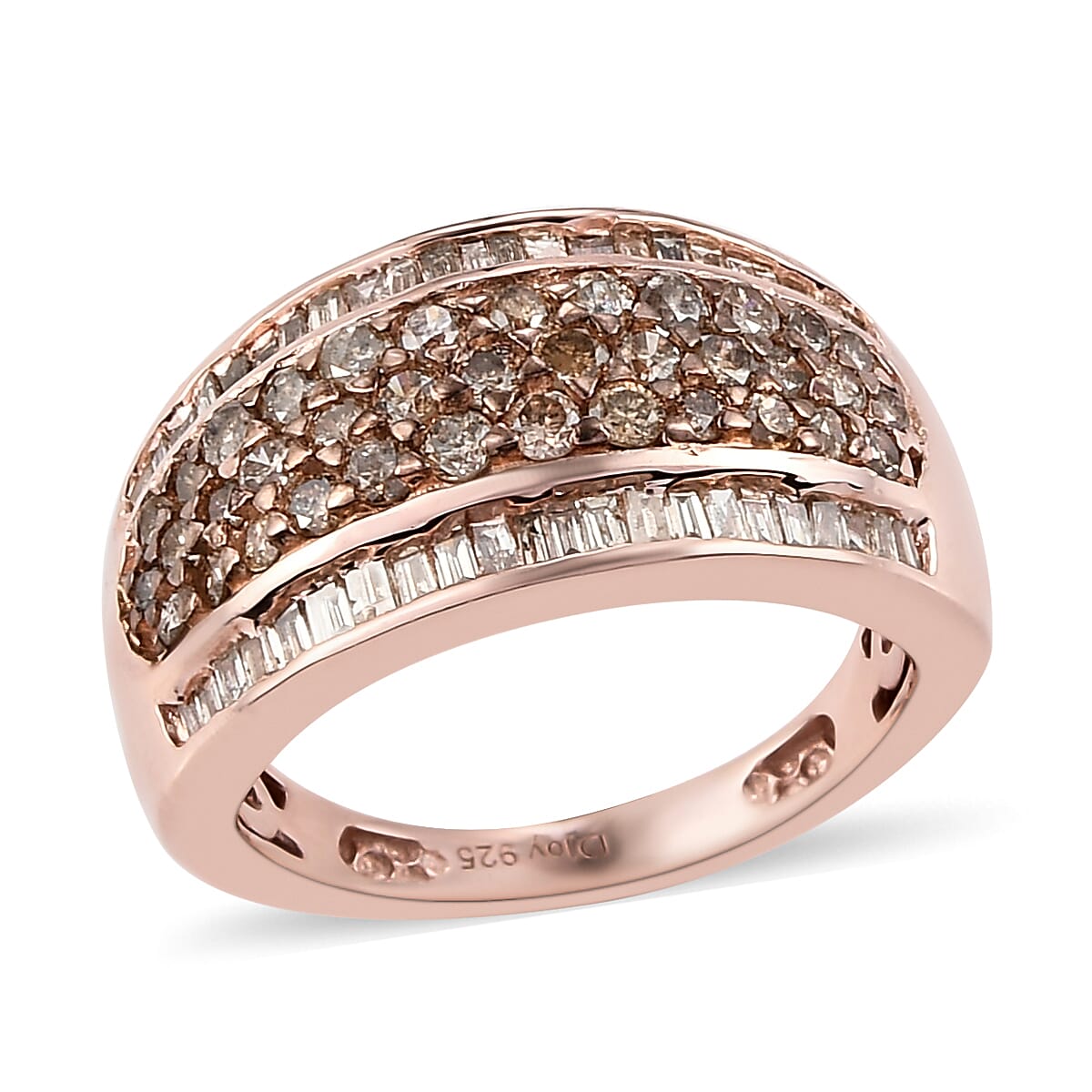 Natural Champagne Diamond Eternal Band Ring in Sterling Silver (1)