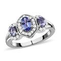 Tanzanite and White Zircon 1.10 ctw Ring in Platinum Over Sterling Silver (Size 10.0) - Sticky add to cart bar