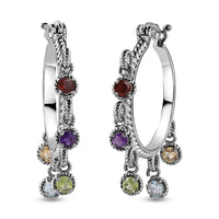 Ankur Treasure Chest Peridot Chandelier Hoop Earrings in Stainless Steel 3.10 ctw
