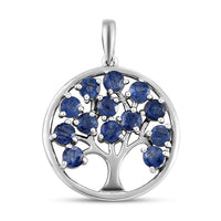 Fissure Filled Blue Sapphire Pendant in Platinum Over Sterling Silver 2.47 ctw