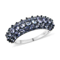 Tanzanite 3 Row Band Ring in Platinum Over Sterling Silver (Size 7.0) 2.15 ctw - Sticky add to cart bar