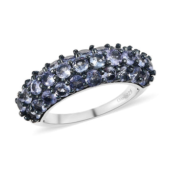 Tanzanite 3 Row Band Ring in Platinum Over Sterling Silver (Size 7.0) 2.15 ctw - Product card gallery slide 1 (10178550104377)
