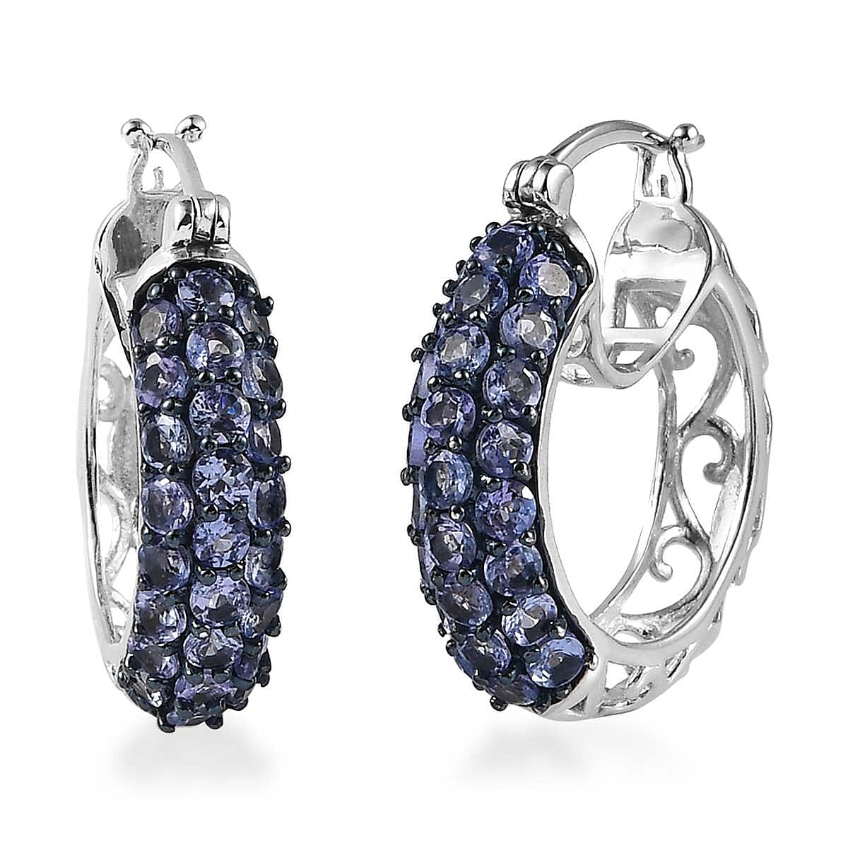 Tanzanite Earrings in Platinum Over Sterling Silver 7.10 Grams 4.10 ctw