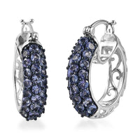 Tanzanite Earrings in Platinum Over Sterling Silver 7.10 Grams 4.10 ctw