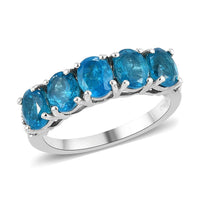 Malgache Neon Apatite and Diamond Ring in Platinum Over Sterling Silver (Size 10.0) 2.00 ctw