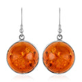 Baltic Amber Round Dangle Earrings in Sterling Silver 10.90 Grams - Sticky add to cart bar