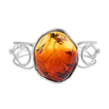 Baltic Amber Oval Free Style Open Bangle Bracelet in Sterling Silver (7 In) - Sticky add to cart bar