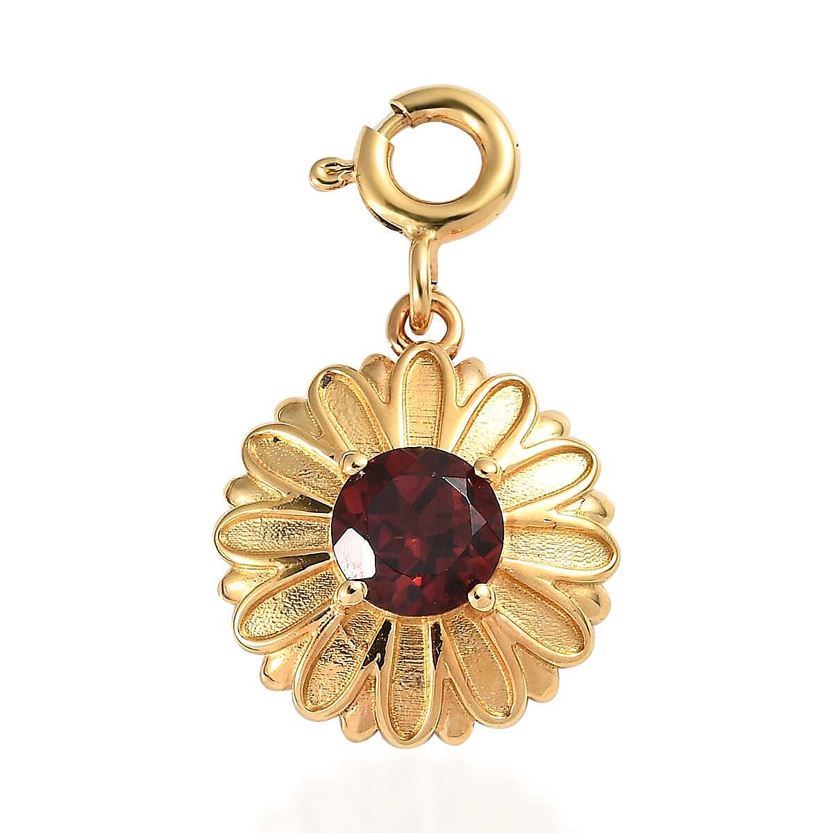 Mozambique Garnet Charm in Vermeil Yellow Gold Over Sterling Silver 1.00 ctw