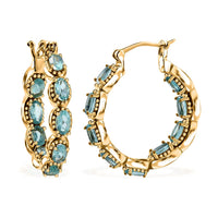 KARIS Madagascar Paraiba Apatite Inside Out Hoop Earrings in ION Plated 18K YG 4.50 ctw
