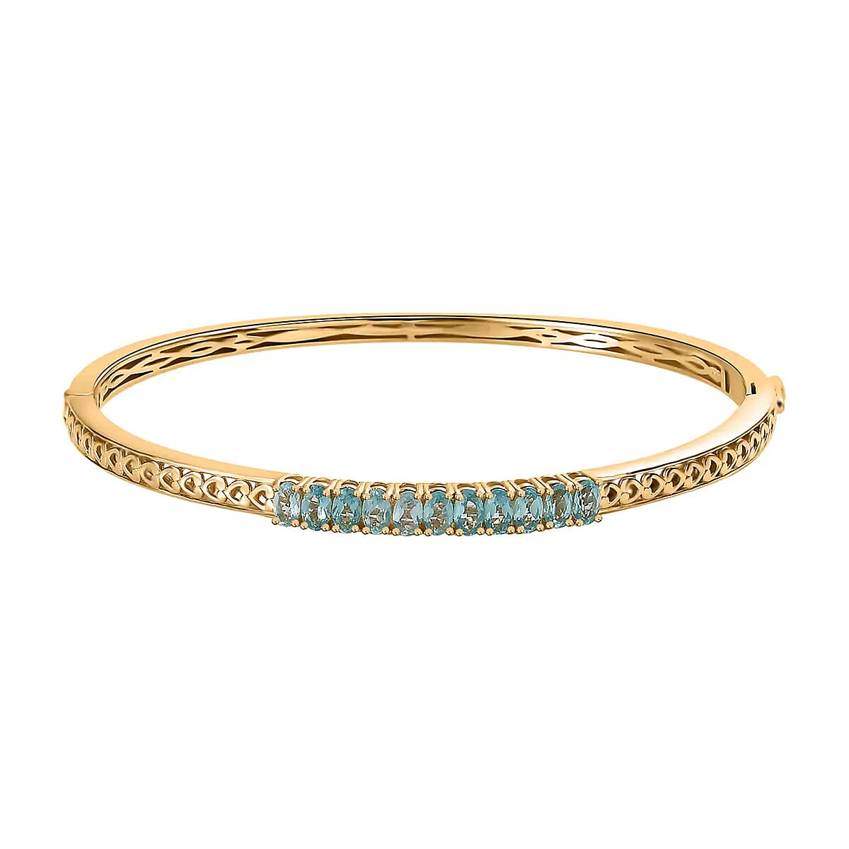 KARIS Madagascar Paraiba Apatite Bangle Bracelet in 18K YG Plated (7.25 In) 2.90 ctw