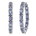 Tanzanite Hoop Earrings in Platinum Over Sterling Silver 6.40 ctw - Sticky add to cart bar