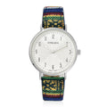 STRADA Japanese Movement Watch with Yellow and Green Pattern Faux Leather Strap - Sticky add to cart bar