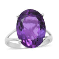 Lusaka Amethyst Solitaire Ring in Platinum Over Sterling Silver 11.40 ctw - Sticky add to cart bar