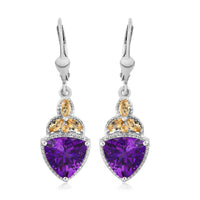 Moroccan Amethyst and Santa Ana Madeira Citrine Lever Back Earrings in Platinum Over Sterling Silver 5.65 ctw