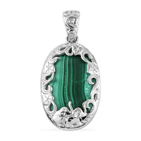 African Malachite Fancy Pendant in Platinum Over Copper 42.25 ctw