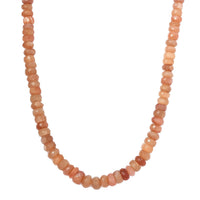 Peach Moonstone Beaded Necklace 20 Inches in Rhodium Over Sterling Silver 245.00 ctw