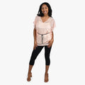 TAMSY Pink Mesh Blouse with Waist Tie - One Size Fits Most - Sticky add to cart bar