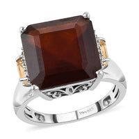Ratnapura Hessonite Garnet and Multi Gemstone Ring in Platinum Over Sterling Silver 8.00 ctw