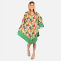 TAMSY Yellow and Green Floral Print Handkerchief Kaftan - One Size Fits Most - Sticky add to cart bar