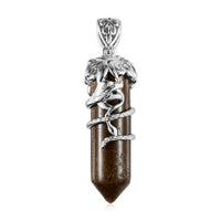 Freshened Tiger Eye Fancy Pendant in Platinum Over Copper 17.75 ctw
