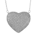 Simulated White Diamond Heart Necklace 20-22 Inches in Silvertone 3.00 ctw - Sticky add to cart bar