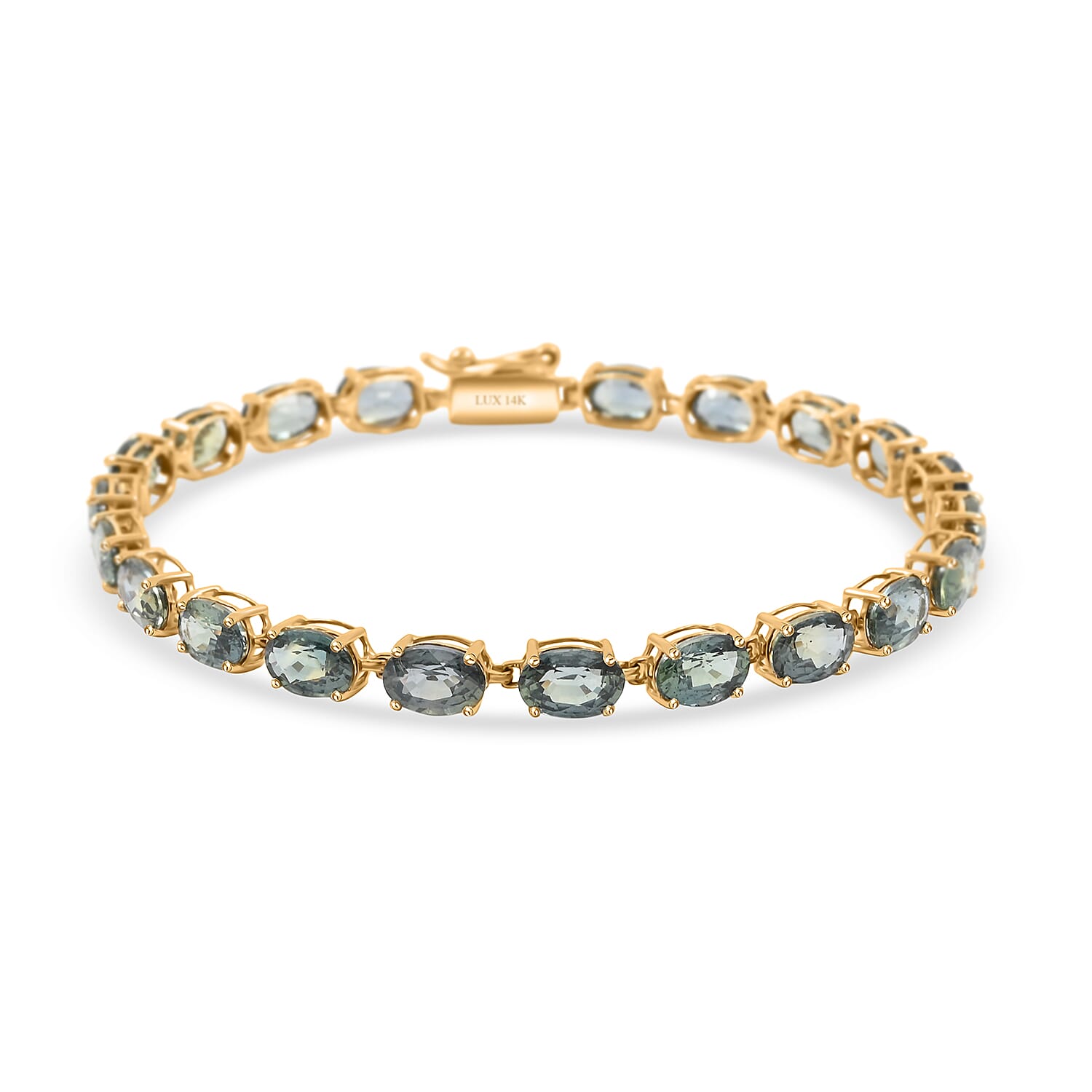 Luxoro AAA Natural Parti Sapphire 13.60 ctw Bracelet in 14K Yellow Gold (6.50 In)