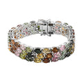 Multi-Tourmaline  Line Bracelet 1 Row (Size - 7.25) in Platinum Over Sterling Silver ,  Silver Wt. 22 g 36.12 ctw - Sticky add to cart bar