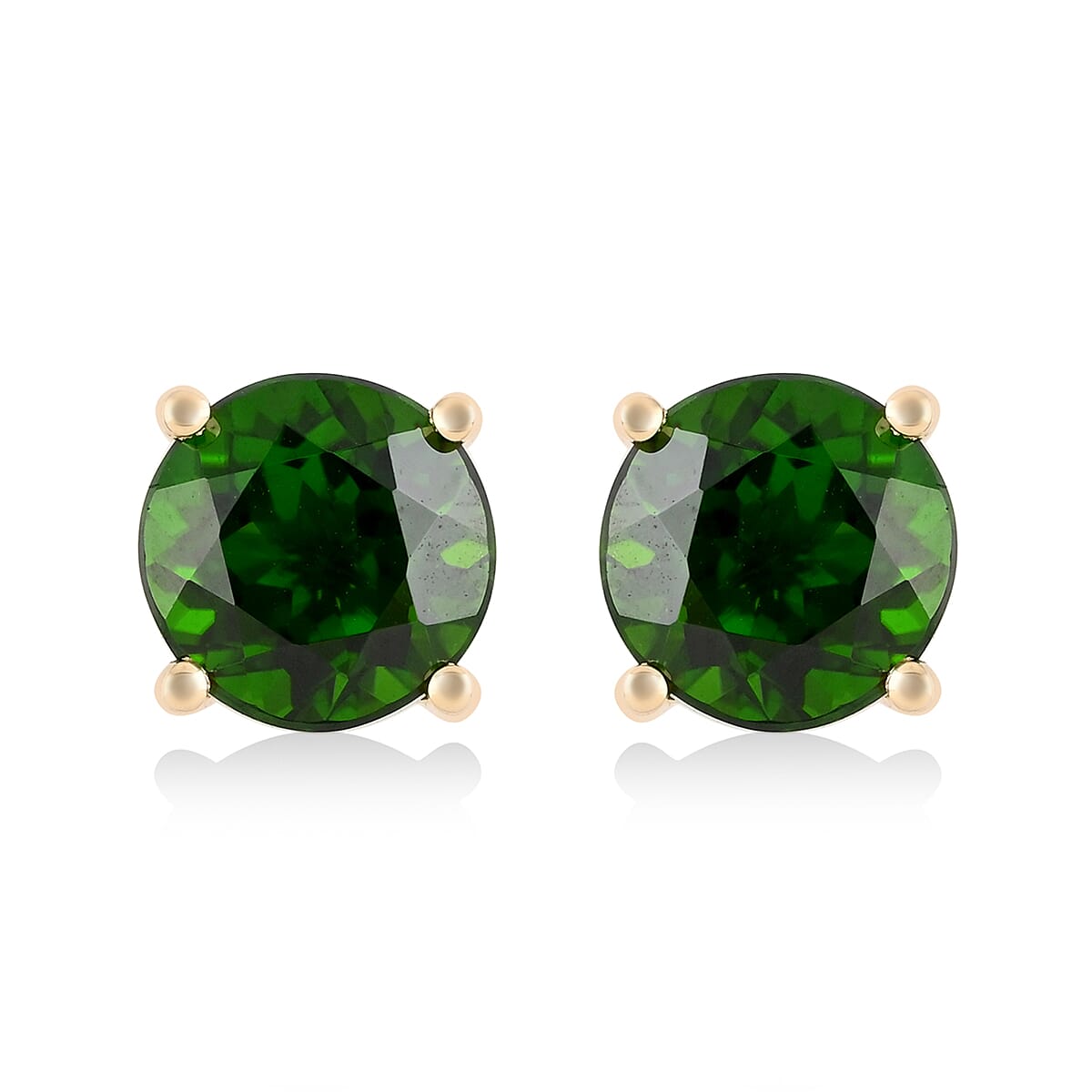 Certified & Appraised LUXORO 10K Yellow Gold AAA Natural Chrome Diopside Solitaire Stud Earrings 3.15 ctw