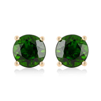 Certified & Appraised LUXORO 10K Yellow Gold AAA Natural Chrome Diopside Solitaire Stud Earrings 3.15 ctw